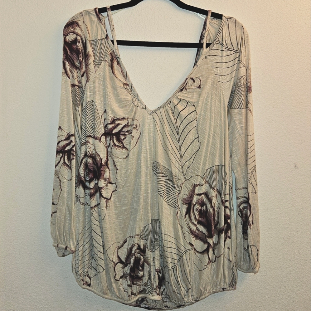 Free People Tea combo Off-Shoulder Knit top blouse boho size M NWT cream